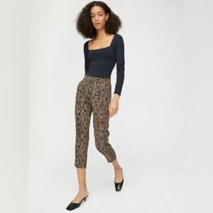 Babaton Brown Snakeskin Conan Slim Leg Pants